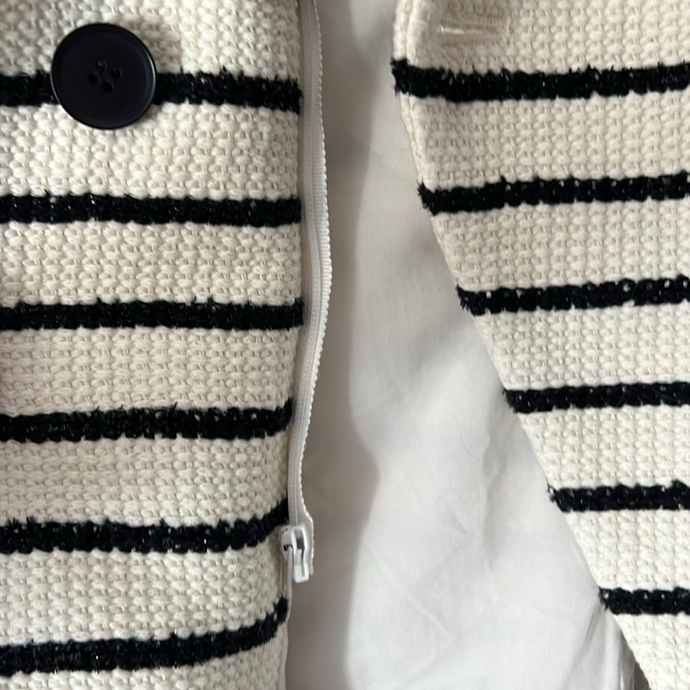 Veronica Beard Jenny Blazer Stripe Short Sleeve Cotton Blend Dickey Jacket sz 6 - Picture 13 of 16